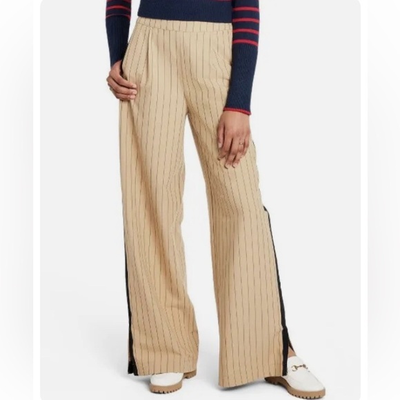 NWOT La Ligne x Target Pants Trousers Side Stripe Wide Leg Tan Black - Picture 4 of 16
